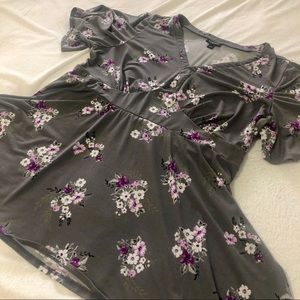 torrid | Grey Floral Studio Knit Peplum Top